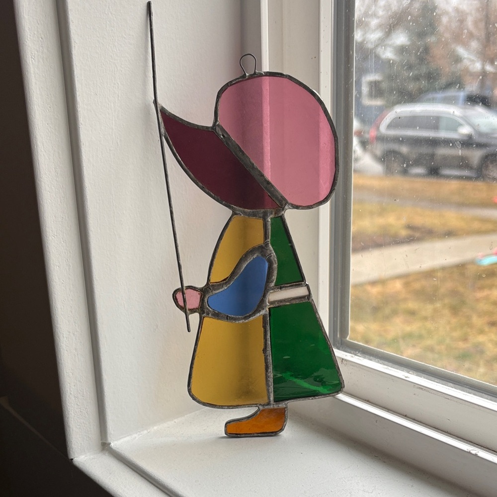 Holly Hobby Stained Glass Girl with Pink, Yellow, and Green Dress